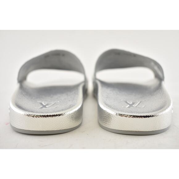 Louis Vuitton Waterfront Mule Chrome Mirror Silver LV Slide Sandal UK 9 US 10 11 - Picture 12 of 14